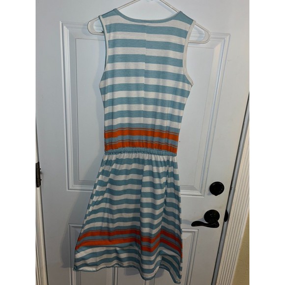 LuLaRoe Dress Womens Size S Summer Sleeveless Tank Blue White Orange Striped New - Picture 3 of 5